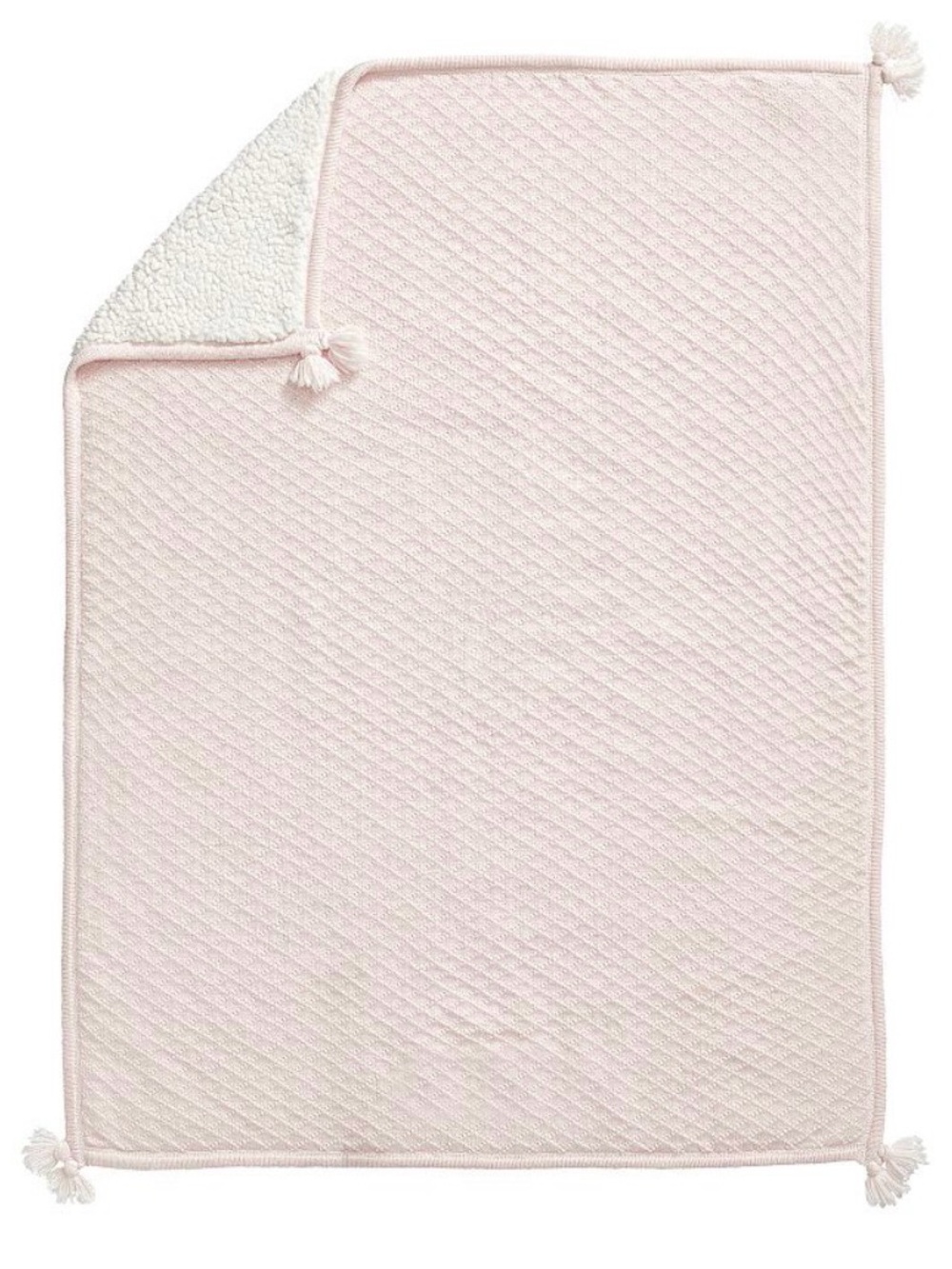 Pottery Barn Kids baby Light Pink Quilted Blanket with Sherpa